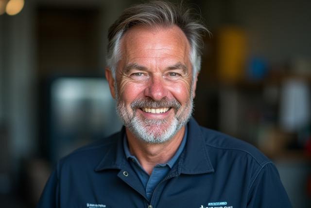 Portrett av en vennlig og erfaren tekniker fra Yggdrasil Care